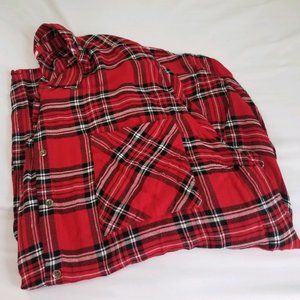Plus Size Metallic Red Plaid Button Down Tunic Shirt - Size 4X